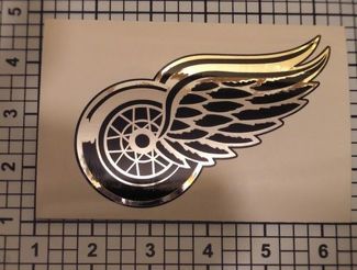 Red Wings Hockey Chroom & Zwart Decal Sticker NICE