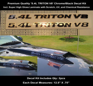 5.4L Ford Triton F150 F250 Chroom Zwart Decal Kit 2 stks 12.5 Inch Hood Scoop 0113