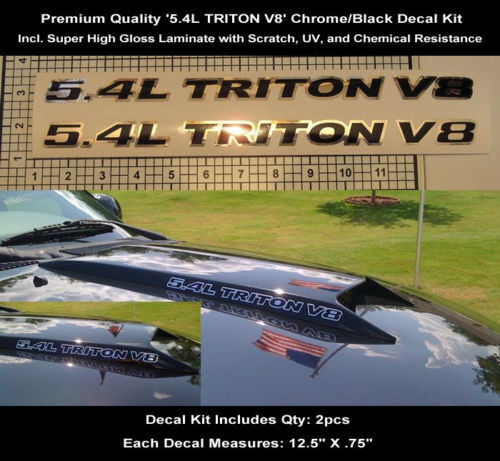 5.4L Triton V8 Chroom Zwarte Motorkap Venturidecalset voor Musclecar F-150 F-250
