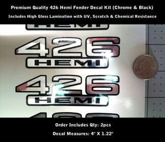 Hemi Decals 426 Chrome & Black Fender Decal Kit 2 stks Stickers UV 0149