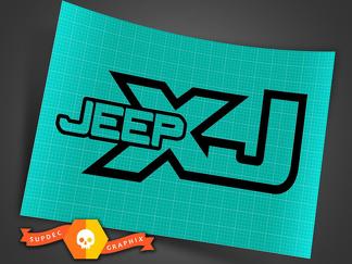 Jeep XJ - Zwart - Vinyl Decal Sticker Off Road Cherokee Trails Rock Crawling 4x4