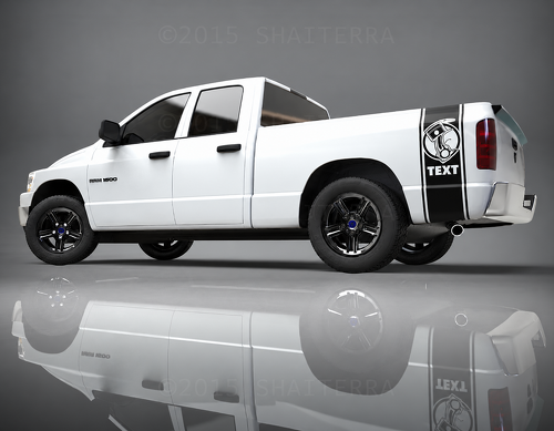 TEXT Piston Twin Pinstripe Bed Band Pair Laadbakzijde Vinylsticker voor Dodge Ram 1500