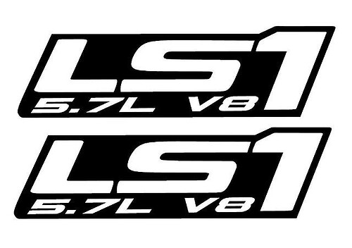 LS1 - Vinyl Stickers Stickers - TWEE -zwart- Chevy Camaro Corvette Trans Am LS LSX Swap 5.7L

