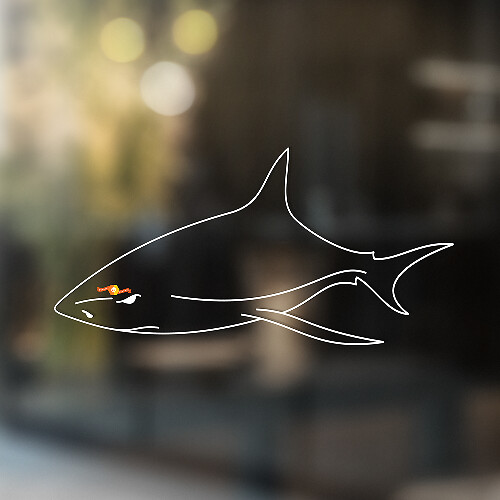 Minimalistische haai lijntekening universele vinyl decal sticker