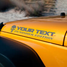 Custom Text Punisher Skull Capuchon Vinyl Decal Sticker voor Jeep Wrangler TJ LJ JK JKU_2