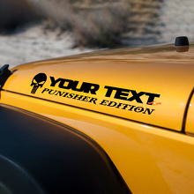 Custom Text Punisher Skull Capuchon Vinyl Decal Sticker voor Jeep Wrangler TJ LJ JK JKU 3