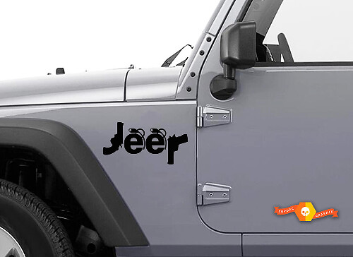 Guns & Grenades Stijl Jeep Logo Vinyl Sticker Set voor Jeep Auto's