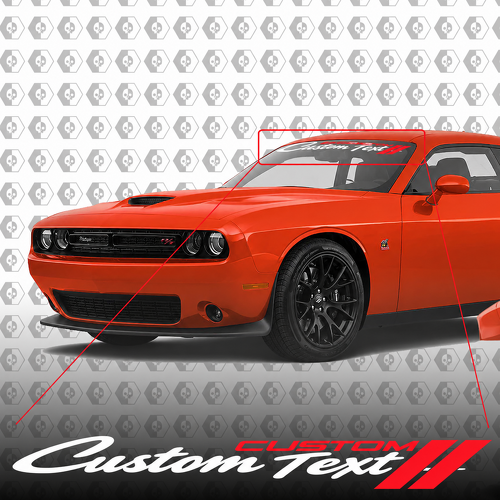 CUSTOM CUSTOM TEXT Twin Slash Banner — Vinylsticker (voorruit) voor Dodge Challenger 2018-2020