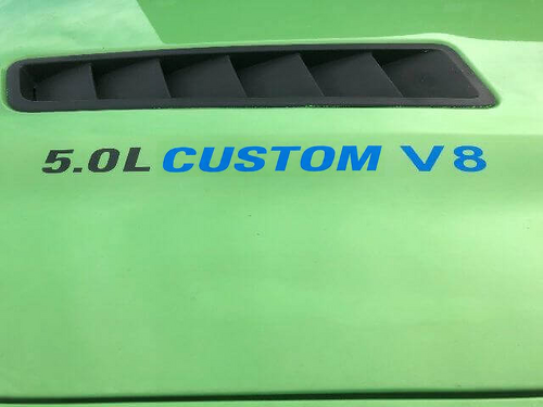 5.0L CUSTOM V8 Motorkap Vinyl Decal Set voor Musclecar (Coyote V8)