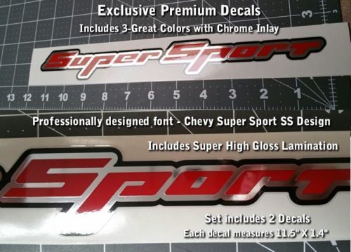 Super Sport Stickers Decals PAAR Rally Sport Chevy Camaro Chevrolet SS 3-kleuren WOW 0012
