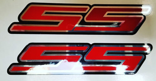 SS Super Sport sticker stickerkit 2 stuks chroom Rally Sport Chevy Camaro Chevrolet 0203
