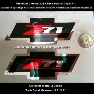 Z71 Chevy Bowtie Decal Decals Kit Paar Chroom Super Hoogglans 0108