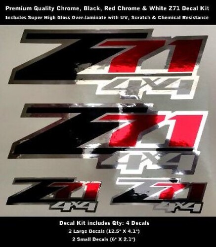 Z71 Stickerstickerset Chroom Rood Chroom Zwart Wit Premium Kwaliteit 0091
