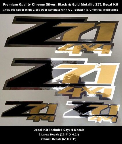 Z71 Stickerstickerset Chroom Zwart Goud Metallic Premium Kwaliteit 0092
