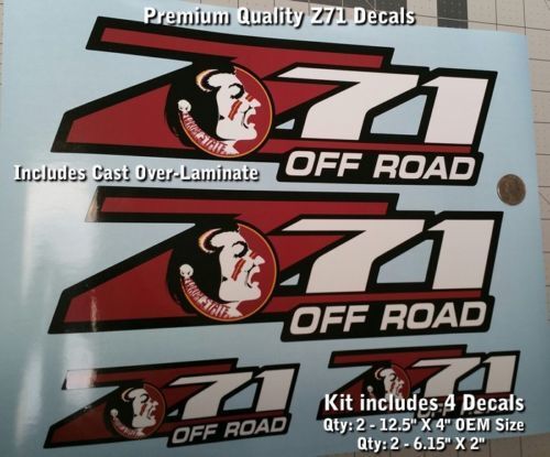 Z71 stickerstickerset OEM-formaat Florida Seminoles FSU-ontwerp inclusief 0020
