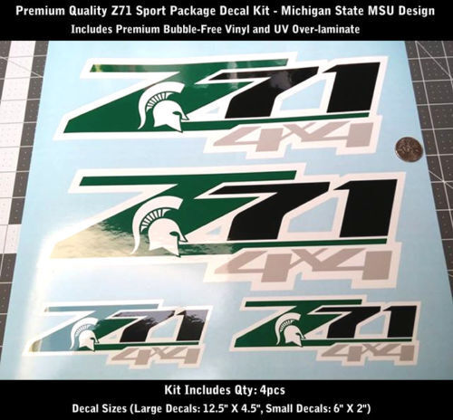 Z71 Stickerstickerset 4-delig Sportpakket Michigan State MSU Premium UV 0183
