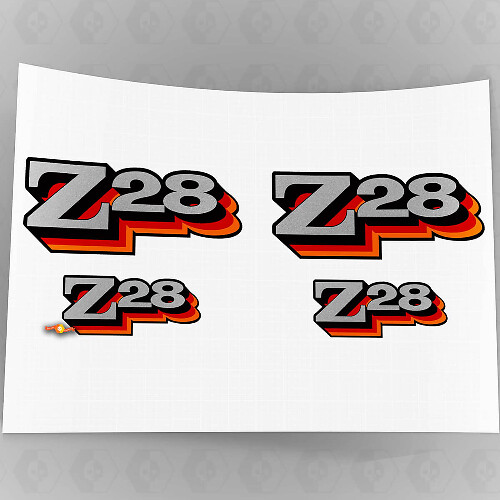 Z28 Camaro Sticker Decal Kit 2 stuks Spatbord 1977 1978 Vintage Rood Oranje 5.3 "X 2.1" 0151
