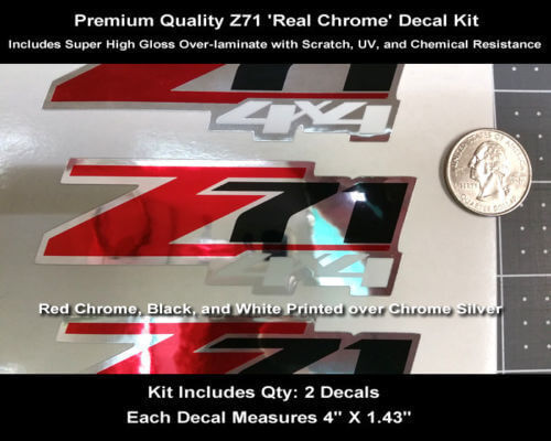 Z71 4x4 Chrome Stijl Vinyl Decal Kit voor Chevy Silverado GMC Sierra