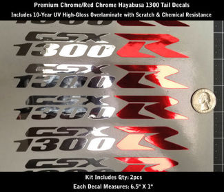1300 R stickerset 2 stuks Hayabusa GSXR chroom en rood chroom Premium 0168