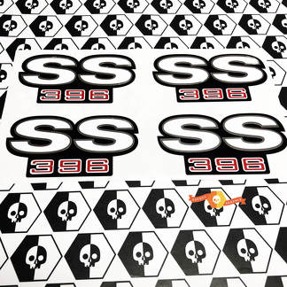 SS-stickers 396 Camaro Chroom Rood Zwart Wit Spatbord MOOI