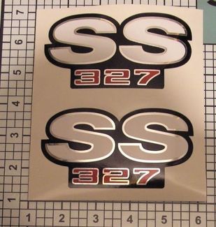 SS-stickers 327 Camaro Chroom Rood Zwart Wit Spatbord MOOI
