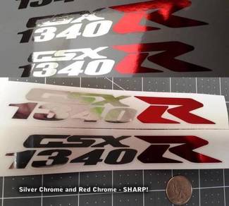 1340 R Hayabusa GSXR chroom & rood chroom stickerset 2 stuks Premium 0175