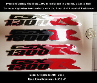 1300 R Hayabusa GSXR Tail Decal Kit 2st Chroom Rood Zwart UV 0172