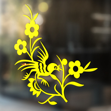 Vogel Tussen Bloemen en Takken Universele Vinyl Decal Sticker_4
