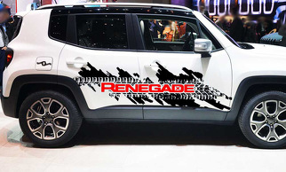 Jeep Renegade Side Splash Tyre Tracks Logo Graphic Vinyl Decal Sticker 2 kleuren