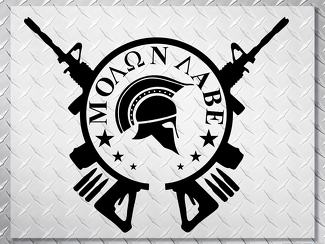 Spartan Helm MOLON LABE Gun Cross Hood Side Vinyl Decal Sticker Wrangler Jeep