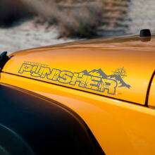 Custom Punisher-stijl motorkap zij vinyl stickers set voor Jeep Wrangler_2