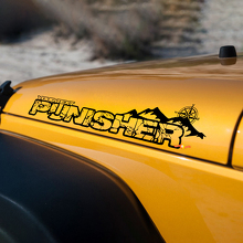 Combineer Punisher met Compass motorkap vinylstickers decals voor Jeep Wrangler TJ JK YJ 3