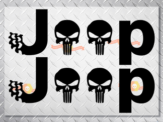 Jeep Punisher Skulls Vinyl Decals voor Wrangler Side Bump Sticker Stickers