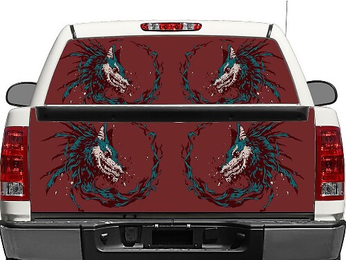 Furious Wolf Achterruit- of Achterklep Vinylsticker voor Pick-up Trucks SUV's