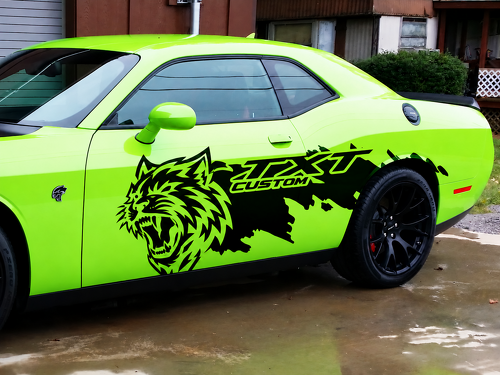 CUSTOM Cat Grunge Splash — Vinylsticker (zijkant) voor Dodge Challenger SRT, Hellcat 2008-2014