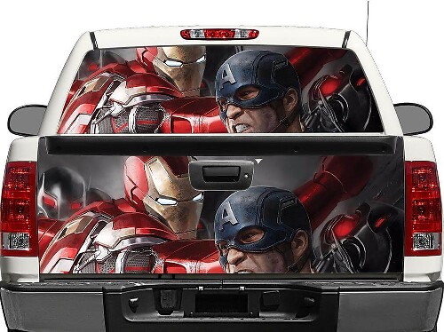 Iron Man & Captain America achterruit- of achterklepstickers voor pick-up trucks en SUV's