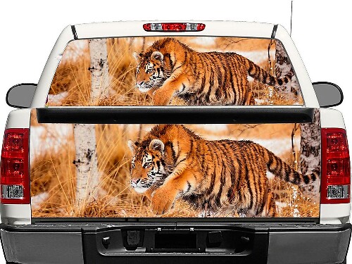 Tiger Wildlife achterruit- of achterkleplabel van vinyl voor pick-uptrucks en SUV's