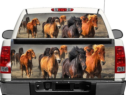 Dierkudde Paard Achterruit of Achterklep Vinyl Sticker voor Pick-up Trucks SUV's