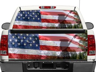 US USA Amerikanen Militaire Veteranen Achterruit OF achterklep Decal Sticker Pick-up Truck SUV Auto