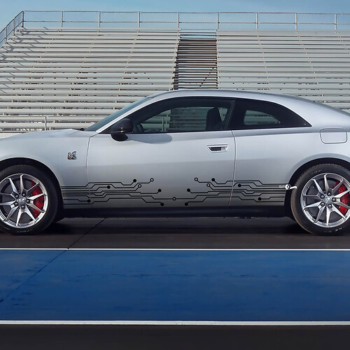 Zijrocker paneel stickers strepen voor Dodge Charger Electric 3

