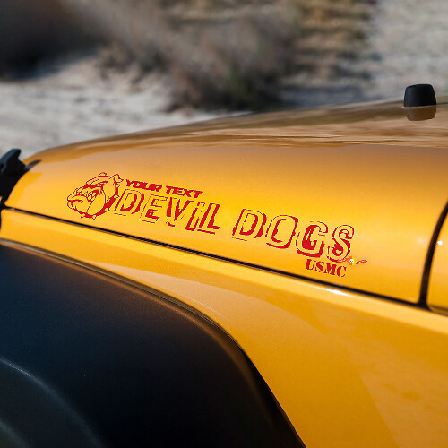 DEVIL DOG ​​bulldog editie Devil Dogs USMC Hood Stickers Decals voor Jeep wrangler kappen
