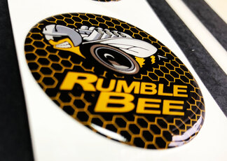 Start motorknop Rumble Bee Dodge Domed Badge Emblem Resin Decal Sticker