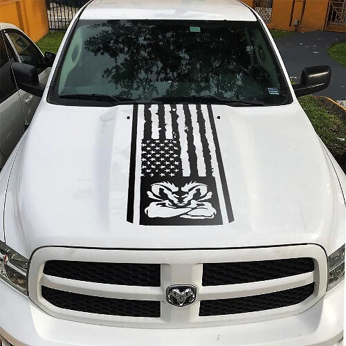 Amerikaanse Vlag Motorkap Vinyl Decal voor Dodge Ram 1500-3500 Rebel