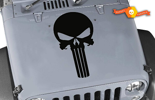 Punisher Schedel Logo Motorkap Vinyl Sticker voor Jeep Wrangler