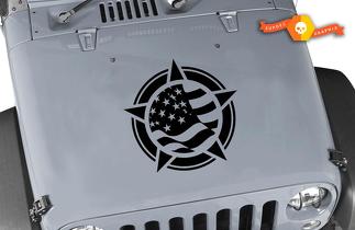 Jeep Wrangler TJ LJ JK Flag Star Vinyl Hood Decal Sticker Auto Truck