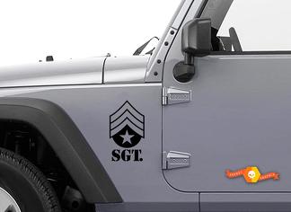 Jeep Wrangler Zijkap Sticker Kit - Militaire Sgt. Matzwarte sticker TJ LJ JK
