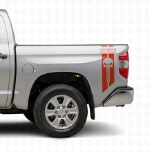 4x4 Off Road Punisher Skull Achterkant Zijvinyl Sticker Set voor Toyota Tacoma Tundra_4