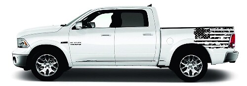 Versleten Amerikaanse Vlag Zijwand Vinyl Decal Set voor Dodge Ram 1500-3500