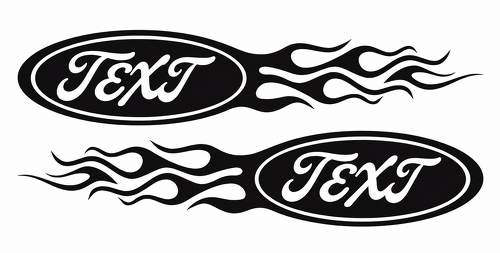 Aangepaste Tekst Ovaal Vlamstijl Vinyl Decal Stickers - Set