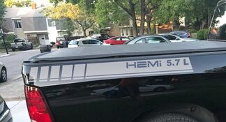 2 Truck vinyl sticker strepen Dodge Ram 1500 5.7 L achterkant achterkant afbeeldingen Hemi Mopar 2023